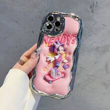 Disney Minnie Mouse Phone Case, Cartoon Art Protective Cover. Compatible With IPhone 17, 16, 15, 14, 13, 12, 11 Pro Series, Featuring Plush Minnie Mouse In A Sporty Outfit With Headphones And A Checkered Bow Riding A Skateboard Against A Pink Background With "READY?" Letter Print, Perfect For Animation Fans, Ideal For Birthdays, Holidays, Anniversaries, Graduation Gifts, Or Any Special Occasion To Surprise Family, Friends, Classmates, And Loved Ones. - Bạc - Xem 5