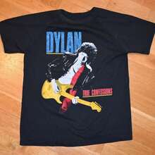 Vtg Graphic 80's Bob Dylan x T1om Petty True Confessions Tour 1986 T-shirt Size S-4XLFor woman shirt Camiseta 100% Algodón Unisex - Playera Casual Premium de Corte Cómodo - Negro - Ver 1