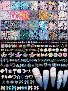 8000件 3D樹脂海洋風美甲裝飾套組，混色海洋生物海星貝殼美甲鑽，珍珠軟夏威夷花朵，夏季海灘主題美甲裝飾，適合女性壓克力美甲DIY美甲配件美甲飾品 - 彩色 - 查看 7