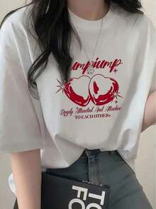 Camiseta Relajada con Estampado Forestal Cottagecore, Top de Algodón Transpirable para Amantes de la Naturaleza, Camiseta de Manga Corta con Cuello Redondo y Estampado de Letras y Corazones Brillantes Estilo Y2K, Top Versátil Casual de Moda de Verano para Mujer 2026 - Camiseta con Estampado Escénico de Vacaciones, Top Casual de Playa de Verano con Cuello Redondo - Camiseta Unisex de Manga Corta de Algodón Suelto Estilo Vintage Urbano - Blusas para mujer. blusas.blusas casuales para dama. - Blanco - Ver 6