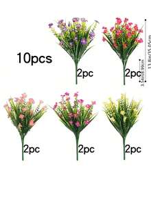 5pcs Colorful Artificial Flowers, UV-Resistant Plastic Fake Plants, Suitable For Indoor/Outdoor Garden, Windowsill, Balcony, Planter, All Seasons Decor - Multicolor - View 10