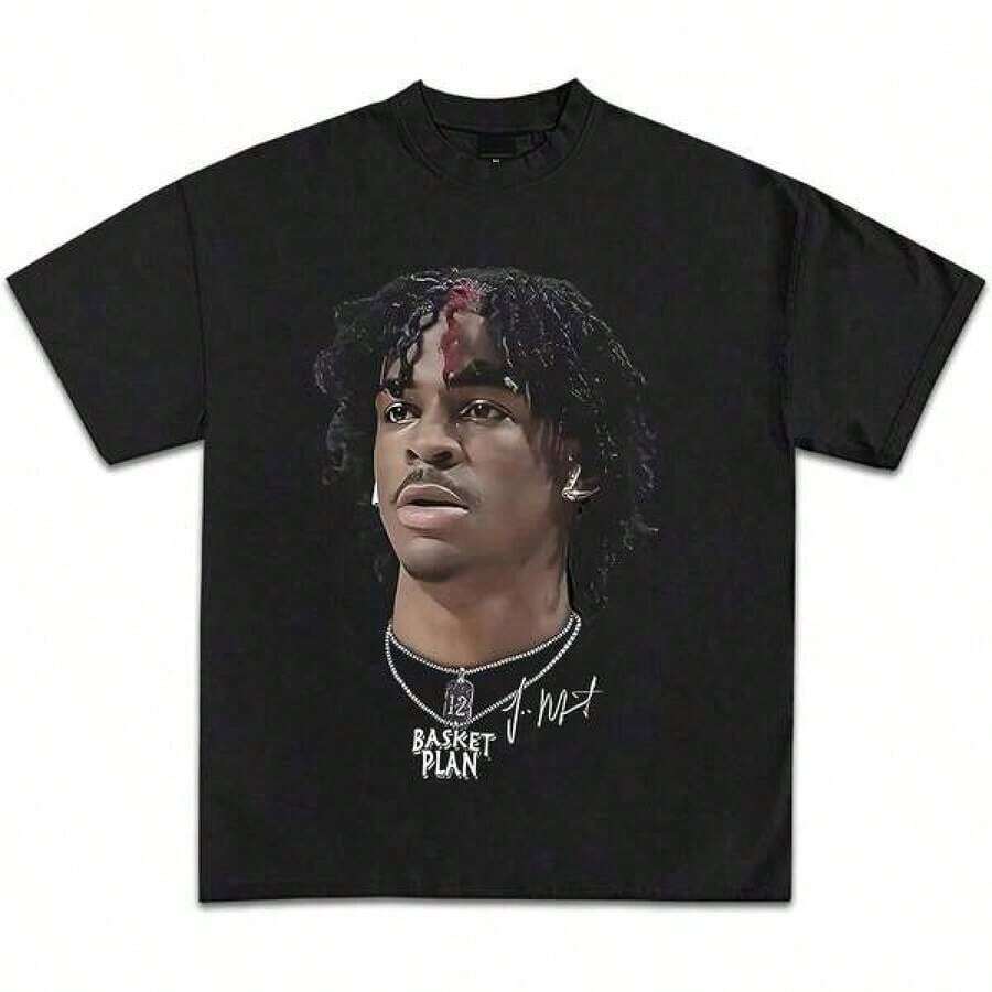 Camiseta de manga corta de la nueva colección Soft Ja Morant, D Rose, Anthony Edwards, camiseta gráfica de baloncesto MVP, ropa de calle vintage de rap y hip-hop para fans de hombres y mujeres, camisetas de música, camisetas Y2K, camisetas deportivas exclusivas para fans premium, camisetas unisex casuales de manga corta imprescindibles para fans, adecuadas para festivales, fiestas, ropa para el hogar, desplazamientos diarios, conjuntos de regreso a la escuela y looks de concierto. Impresas y enviadas en los EE. UU. Camisetas 100% algodón, opacas, versátiles y básicas. 100% algodón. - Negro - Ver 1
