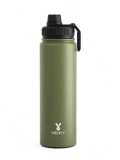 Bình nước thể thao cách nhiệt bằng thép không gỉ 18/26/40oz có nắp và tay cầm kèm ống hút, miệng rộng, hai lớp cách nhiệt chân không, chống rò rỉ, giữ nóng 12 giờ, giữ lạnh 24 giờ.