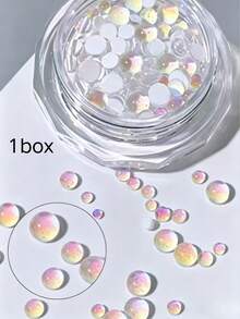 1盒「Mermaid Bubble」雙風格幻彩臉部裝飾水鑽，多尺寸極光漸層水鑽套組，適用於人魚妝容、音樂節、動漫展、攝影 - 彩色 - 查看 10