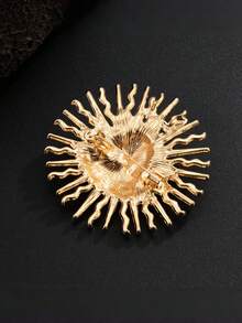 1pc Retro Fashionable Metal Sun Goddess Brooch, Geometric Gold Metal Coral Decorative Brooch Pin For Jacket, Scarf, Versatile Accessory - Multicolor - View 8
