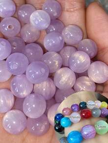 beadia 50颗/包 8/10/12毫米 紫色梦幻星空树脂流沙金色仿猫眼圆珠，闪亮星空圆珠，多功能手工饰品制作材料，适合时尚配饰和装饰 - 紫色 - 查看 4