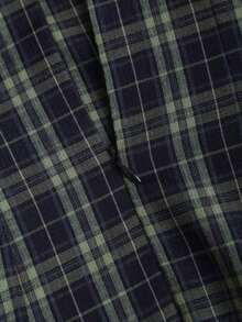 Elegante vestido mini ajustado sin mangas con estampado de cuadros - Verde Oscuro - Ver 4