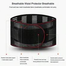 Sabuk Pinggang Jala Bernapas Unisex, Penopang Pinggang yang Dapat Diatur, Cocok untuk Olahraga, Mendaki, Kebugaran, Kantor, dan Acara Lainnya - Hitam - View 5