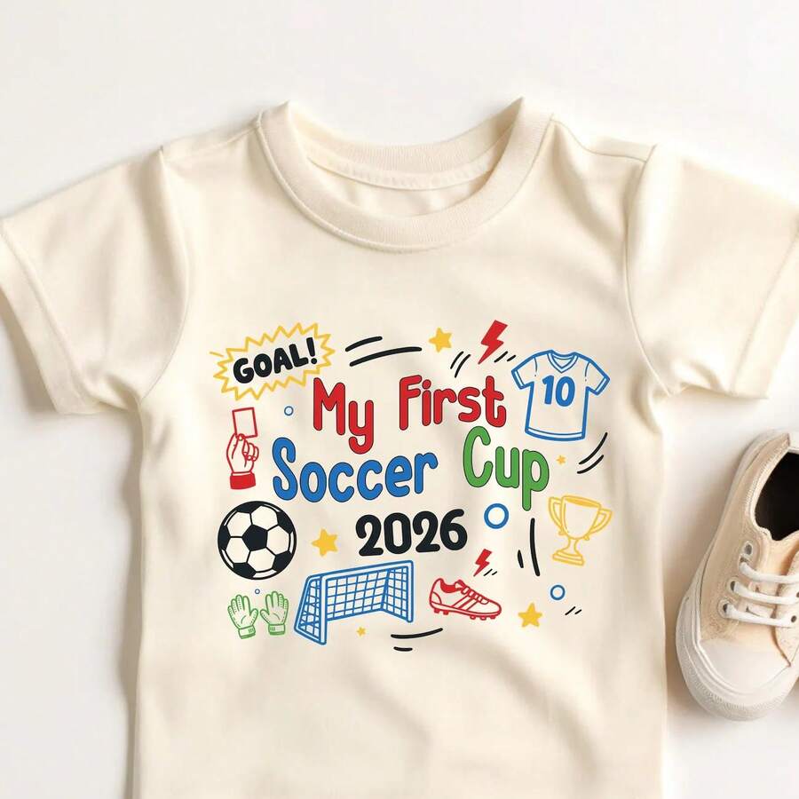 My First Soccer Cup Jersey, Soccer Jersey For Kids, 2026 World Cup Soccer Bodysuit, USA Summer Soccer Jersey - 白色(限黑白款式) - 查看 1