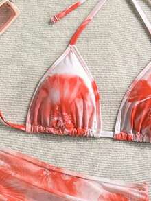 Conjunto de traje de baño de vacaciones para mujer, conjunto de vacaciones de verano para mujer, conjunto de playa para mujer - Rojo - Ver 3