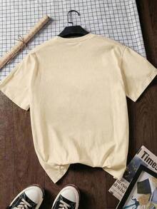 Cute 90s Vintage Goose Design T-Shirt, Comfortable Short Sleeve T-Shirt With Cartoon Letter Print, Suitable For Various Occasions, As A Gift For Festivals, Birthdays, Music Festivals, Casual And Versatile Wear, For Beach Vacations, Simple And Fashionable, Suitable For Daily Wear By Women And Girls. -High-Quality Breathable - 杏色 - 查看 2