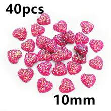 40pcs 10mm 12mm Flat Back Heart Resin Cabochons Multi Colors Druzy Natural Stone Convex DIY Jewelry Making Accessories - Heart - View 32