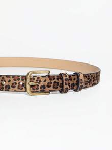 1pc Women's Vintage Leopard Print Minimalist Buckle Denim Decorative Belt - Multicolor - View 3
