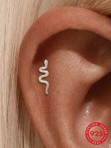 1 chiếc khuyên tai sụn bằng bạc sterling 925, thiết kế tối giản, phù hợp để đeo hàng ngày, cũng có thể dùng làm trang sức cưới hoặc phụ kiện tinh tế. - Vàng - Xem 20