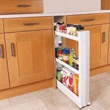 1 Set de Carrito de Almacenamiento Rodante Delgado y Hueco, Organizador Práctico de Plástico Fácil de Ensamblar y Multiusos, Adecuado para Espacios Estrechos en la Cocina, el Baño, el Dormitorio, la Lavandería y la Oficina - Multicolor - Ver 12