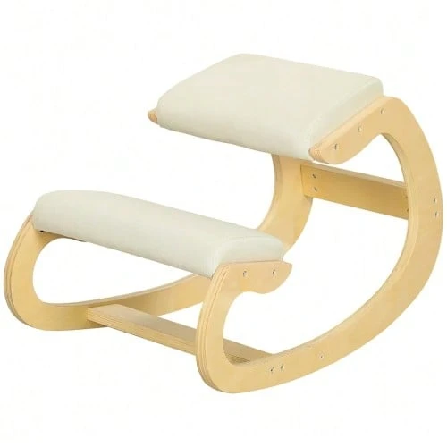 Ergonomic, Rocking Kneeling Stool For Home Office, To Improve Posture, Cream - Apricot - View 1