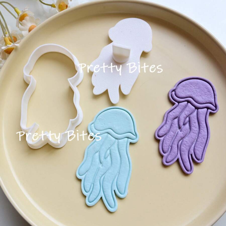 Cortador de galletas con forma de concha, medusa y otros organismos marinos, molde para galletas y bizcochos con patrón de conchas, medusas y criaturas marinas, herramienta de repostería DIY - Blanco - Ver 1