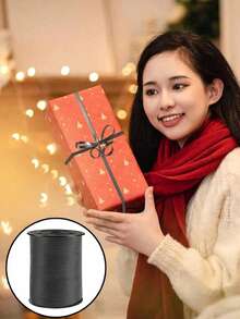 1 Roll 200m Black Curly Ribbon, Suitable For Gift Wrapping, Wedding, Birthday, Balloon Decoration, Etc. Shiny Metallic Ribbon, Suitable For Bouquet And Floral Packaging, Valentine's Day, Wedding, Birthday, Etc. - Multicolor - View 5