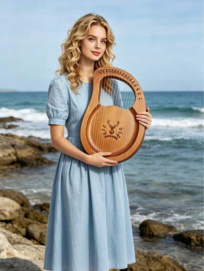 16-String Lyre Harp, Niche Musical Instrument, Easy To Learn, Portable Mini Lyre Harp, Random Color Pick