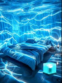 1个水波纹LED投影夜灯,USB遥控氛围灯,创意美学照明,适用于家居、派对、卧室、家庭影院、房间装饰、礼品、婚礼、户外露营 - 水波紋 - 查看 11