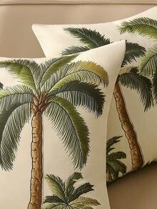 Bộ 1/2/4 vỏ gối họa tiết cây dừa xanh, sử dụng kỹ thuật in kỹ thuật số cao cấp theo phong cách Bắc Âu, thích hợp trang trí cho khách sạn và phòng nghỉ. - Nhiều màu - Xem 5