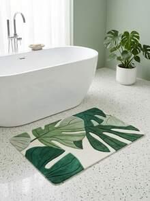1pc Tropical Style Leaf Shaped Door Mat, Bathroom Floor Mat, Modern Home Decor Rug, Bathtub Side Mat - A - View 5