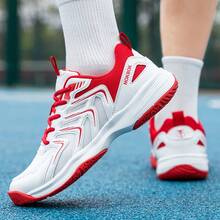 New Breathable Professional Shock-Absorbing Sports Running Shoes, Lightweight Casual Badminton Shoes For Men - White and Red - View 2