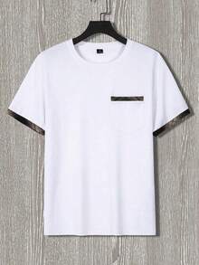 Camiseta de manga corta con cuello redondo y estampado sencillo para hombre Manfinity Homme - Blanco - Ver 5