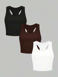 Camiseta de tirantes informal y versátil de unicolor para mujer - Multicolor - Ver 3