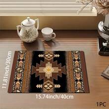 1pc Vintage Print Pattern Absorbent Mat/Drying Mat For Coffee Maker, Tableware - Absorbent Polyester Desktop Protective Mat With Rubber Anti-Slip Pad, For Kitchen Counter Decor, Home Bar And Dining Table - Multicolor - View 6