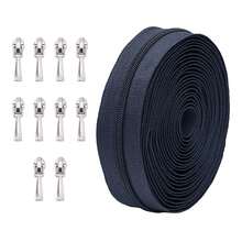 5 Yards Nylon Zipper With 10pcs Silver Zipper Pulls, 3# Zipper Suitable For Home Sewing DIY Zipper Replacement - 3NL+Xp - View 16