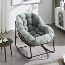Mecedora de ratán para exteriores, asiento columpio tapizado con respaldo para entrada principal, sala de estar, patio, jardín. - Verde - Ver 6