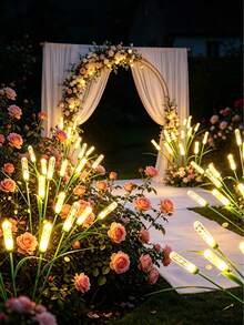 1pc Solar Powered Bamboo Flower Shaped Outdoor Garden Light, Suitable For Outdoor Wedding, Lawn, Pond, Yard, Garden And Pathway Landscape Lighting - Solar Ground-mounted Lights - View 5