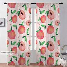 NOSBEI Cortinas transparentes em aquarela pêssego suave (2 peças/1 peça), tecido de poliéster com bolso para varão, filtragem de luz, decoração estética pastel de verão para quarto de bebê e sala de estar, 132 cm de largura x 213 cm de comprimento - Multicolorido - Ver 11