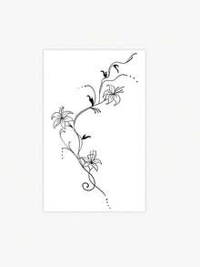 1 pieza Tatuaje temporal de estilo chino con diseño floral, resistente al agua y al sudor, para el brazo/espalda, apto para uso diario de las personas - Negro - Ver 4