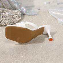 Women's Chunky Heel Closed Toe Mule Sandals - Beige - View 4