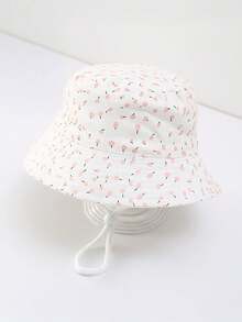1pc Bohemian Floral Pattern Kids Bucket Hat, With Adjustable Chin Strap, Breathable Sun Protection, Suitable For Toddlers - 1PC - View 4