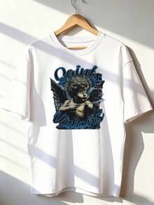 Gothic And Vintage Style Short Sleeve T-Shirt, Fashionable Short Sleeve T-Shirt For Spring And Summer 2026, Made In Mexico, 180 Grams. Cartoon Print, Couple Design, Suitable For Indoor Or Outdoor Wear. Crew Neck, Unisex, Ideal For Office And Leisure. One-Piece Pack. - WH-P631577SLNDXZGY439 - 查看 2