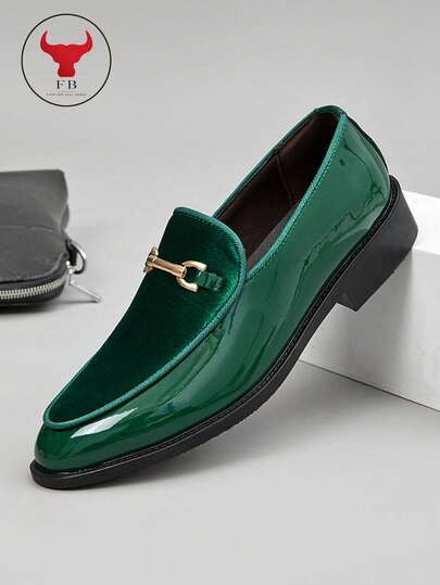 GEDOUGONGNIU Giày lười nam bằng da bóng và da lộn giả với khóa vàng, giày da công sở kiểu dáng slip-on phù hợp cho đám cưới, tiệc tùng và các dịp trang trọng, giày công sở thời trang, dáng ôm, nên chọn lớn hơn nửa size để thoải mái hơn.