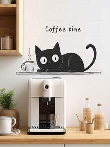 4pcs Coffee Theme Wall Decal Set, Waterproof Self-Adhesive Removable PVC Wall Stickers, Kitchen Coffee Shop Style Background Decor Stickers, Suitable For Kitchen, Dining Room, Cafe, Coffee Corner, Office, Next To Coffee Machine, Bar, Coffee Area. - Wall Stickers - View 6