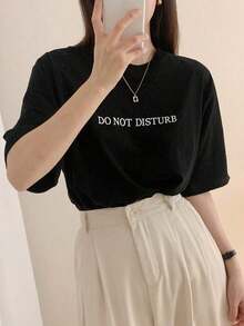 Camiseta de mujer con ajuste suelto y regular, con estampado de letras para el verano - Estilo - Ver 6