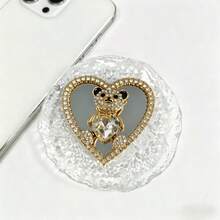 1 Giá đỡ điện thoại hình gấu đính kim cương hình trái tim, giá đỡ điện thoại gấp gọn đính đá lấp lánh, giá đỡ dễ thương dành cho người lười biếng - Nhiều màu - Xem 5