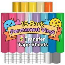 20pcs 12*10 Inch Permanent Vinyl Set, 15pcs Vinyl + 5pcs Transfer Paper, Multi-Color Vinyl For Home Decor, Craft Projects, Easy To And Transfer - Mixed Colors - View 7
