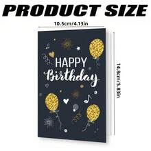 1张精美生日贺卡，附赠随机颜色信封 - 男女通用生日快乐贺卡 - 快樂賀卡黑金 - 查看 6