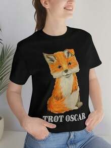 Cute Fox Trot OsC1Ar T1S1Hirt for M1en and WoM1en, Funny T1S1Hirt, Fox Gift, Funny Foxes. - Negro - Ver 2
