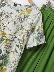 Conjunto de 2 Piezas para Mujer, Top y Pantalones Versátiles con Estampado de Lunares, Ropa Casual para Vacaciones en la Isla en Primavera/Verano - Verde 2 - Ver 4