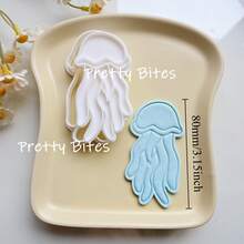 Cortador de galletas con forma de concha, medusa y otros organismos marinos, molde para galletas y bizcochos con patrón de conchas, medusas y criaturas marinas, herramienta de repostería DIY - Blanco - Ver 8