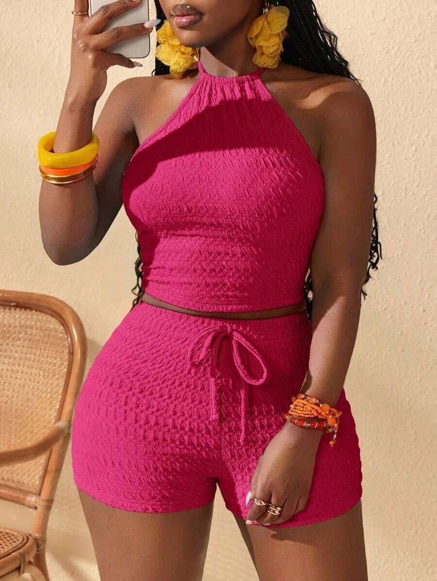 Slayr Conjunto de dos piezas para mujer para uso diario - Rosa Fucsia - Ver 1