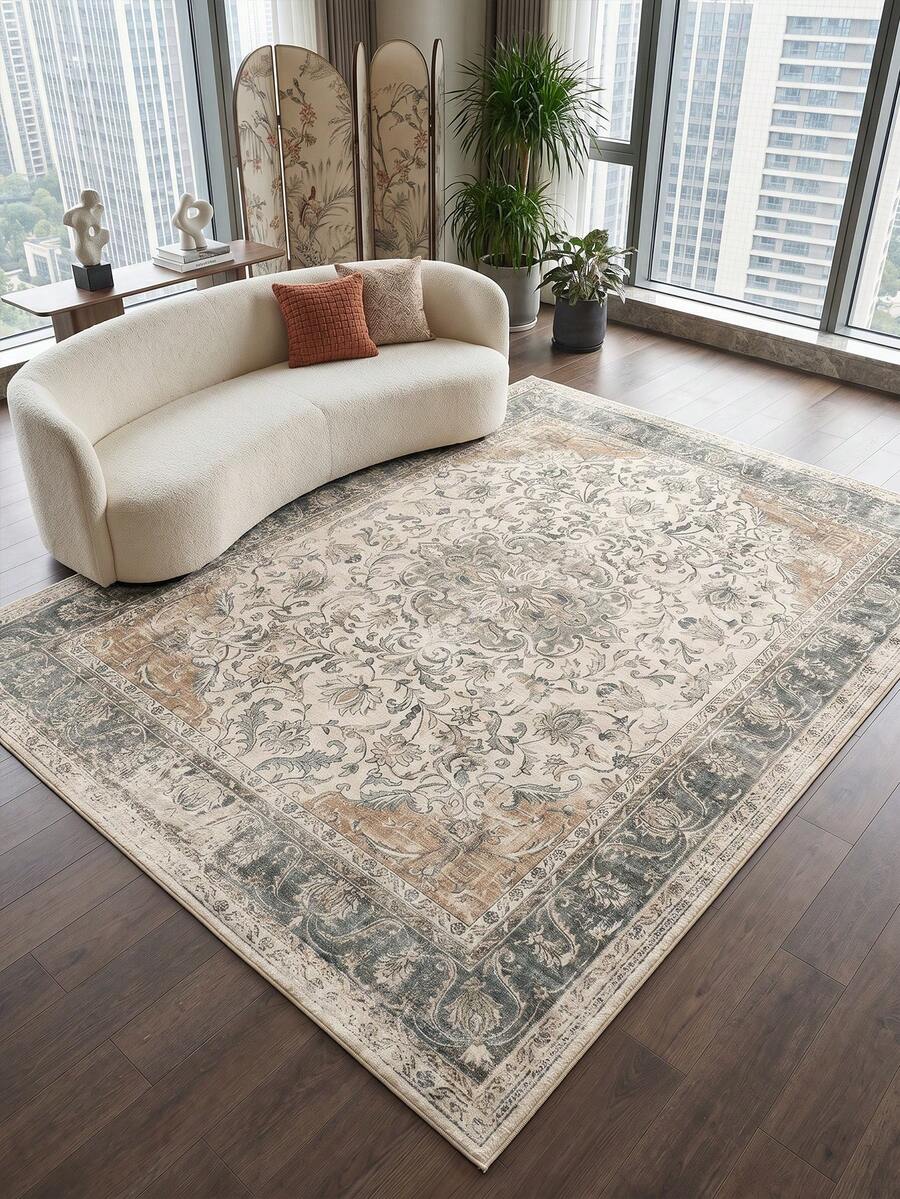 1 pieza Alfombra bohemia de color claro para sala de estar, adecuada para cocina, comedor, dormitorio, decoración de vacaciones, interior/exterior, oficina, vestíbulo, felpudo antideslizante, alfombra de baño, pasillo, área de estudio y juegos