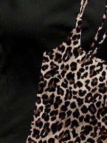 Paquete de 2 tops de camiseta acanalada con sujetador acolchado incorporado - Rosa y Negro/Lunares blancos, tops versátiles casuales para verano y uso en todas las estaciones, estilos suaves y limpios para chica, perfectos para el hogar, la escuela - Negro 3 - Ver 6